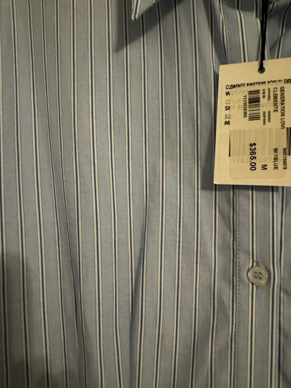 NWT Generation Love Light Blue Pinstripe Button-Front Shirt Dress - Picture 5 of 7